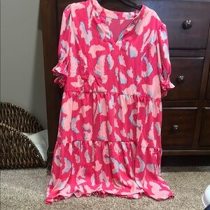 Pink and Blue Patterned Dress